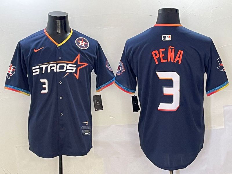 Men Houston Astros #3 Pena Dark Blue Fourth generation Joint Name Nike 2025 MLB Jersey style 5->houston astros->MLB Jersey